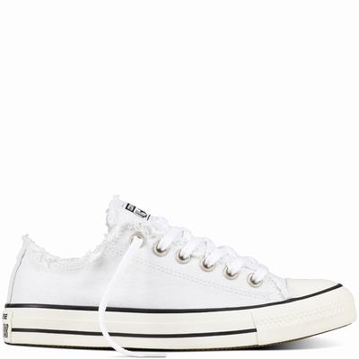 Converse Chuck Taylor All Star Frayed Denim Low Tops Mens - White/Navy Shoes (438JOXAL)